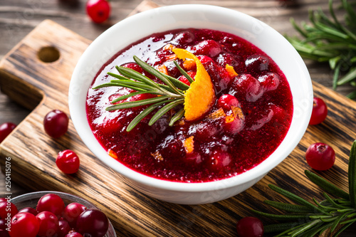  Cranberry sauce with orange and rosemary. photo