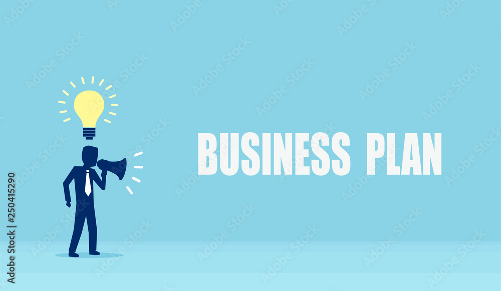 Vector of a businessman with innovative ideas making an announcement in megaphone. Vector of a businessman with innovative ideas making an announcement in megaphone.
