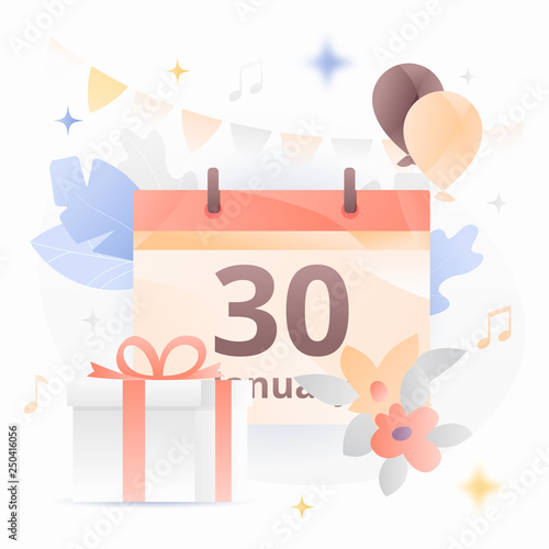 Calendar Date of Birth Illustration