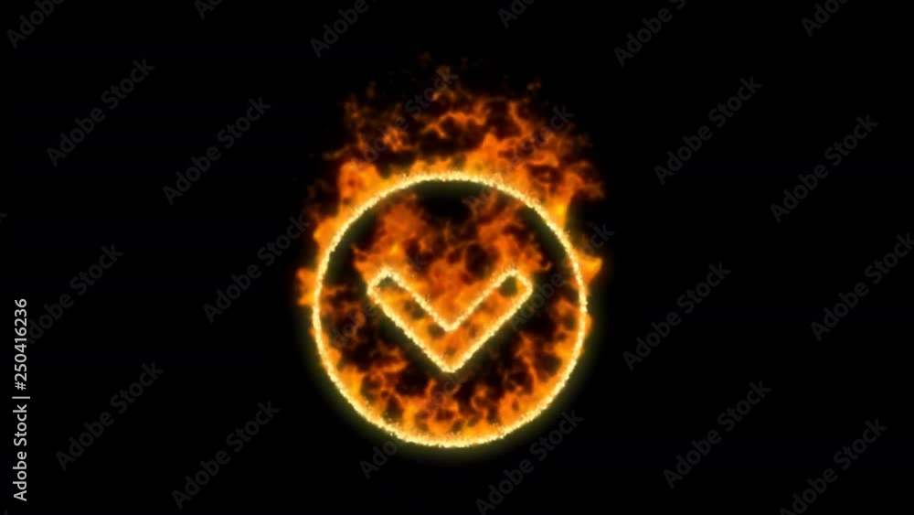 chevron circle down symbol inflames. Then disappears. In - Out loop. Alpha channel Premultiplied - Matted with color black chevron circle down symbol inflames. Then disappears. In - Out loop. Alpha channel Premultiplied - Matted with color black