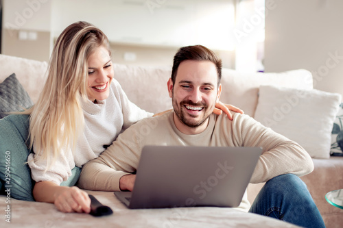Couple spending time together at home