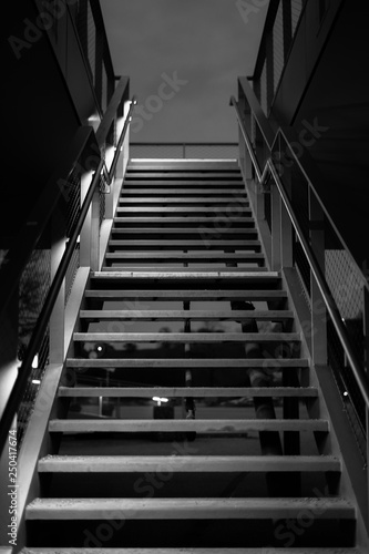Fototapeta Naklejka Na Ścianę i Meble -  outdoor staircase at modern building with lights