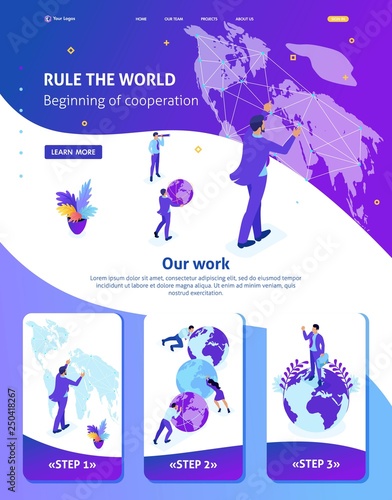 Isometric Businessman Running the Map World