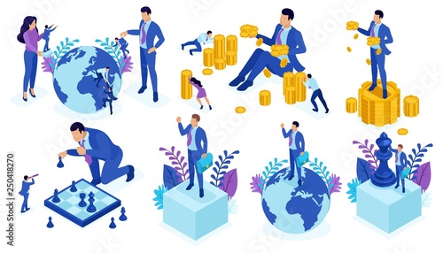 Isometric Businessman Top of the World, Leadership