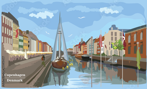 Photography Colorful vector pier in Copenhagen