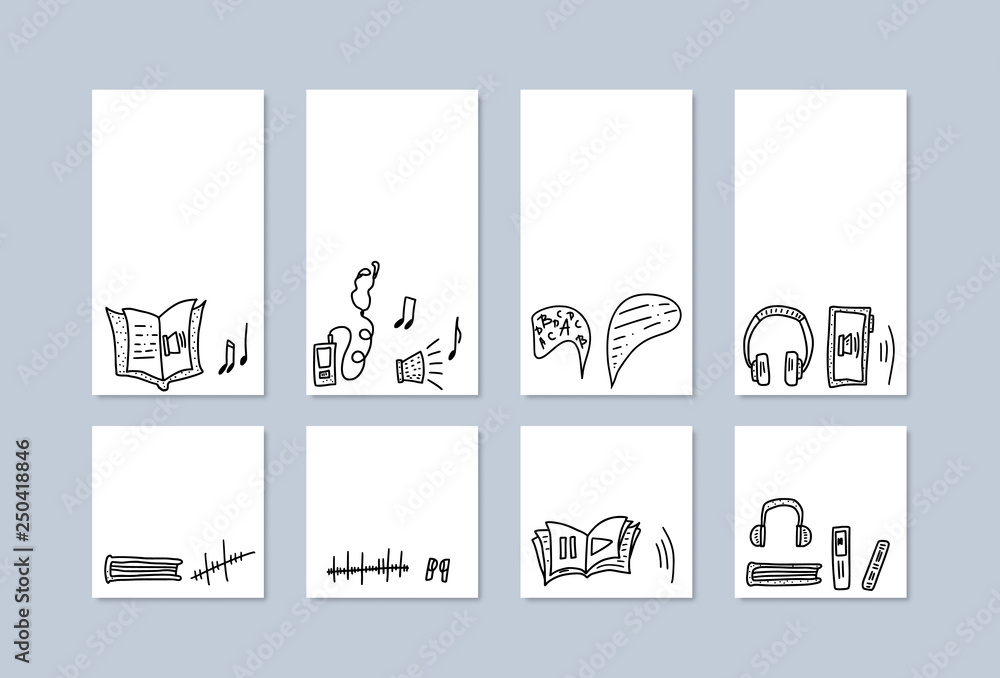 Set of audio books symbols. Vector illustration. Set of audio books symbols. Vector illustration.