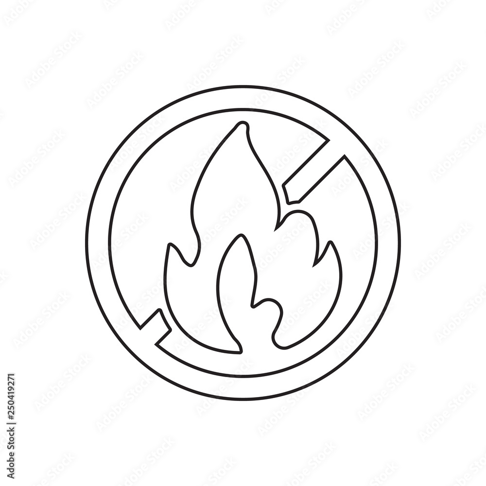 no fire icon. Element of fire guardfor mobile concept and web apps icon. Outline, thin line icon for website design and development, app development no fire icon. Element of fire guardfor mobile concept and web apps icon. Outline, thin line icon for website design and development, app development