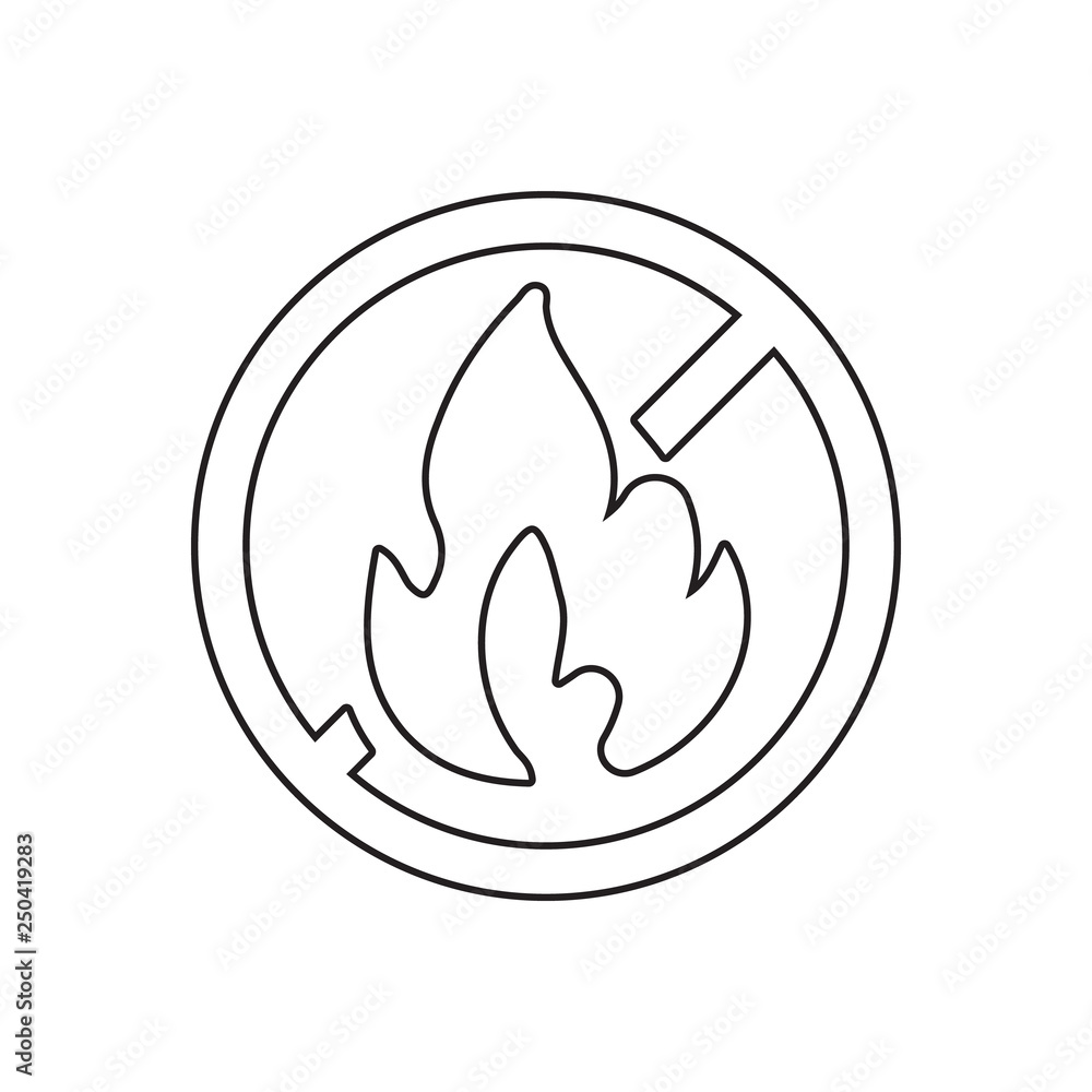 no fire icon. Element of fire guardfor mobile concept and web apps icon. Outline, thin line icon for website design and development, app development no fire icon. Element of fire guardfor mobile concept and web apps icon. Outline, thin line icon for website design and development, app development