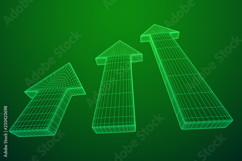 Arrow wireframe low poly mesh vector illustration