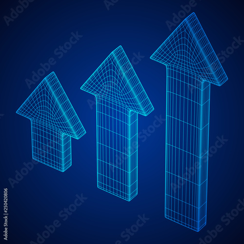 Arrow wireframe low poly mesh vector illustration