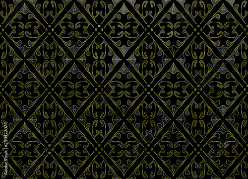 Elegant vector background with vegetable golden ornament for wallpaper on a black background