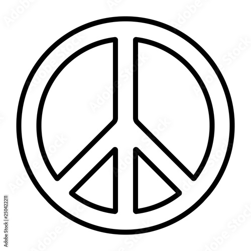 Pacific international peace symbol vector pacific disarmament sign, anti-war movement, contour icon