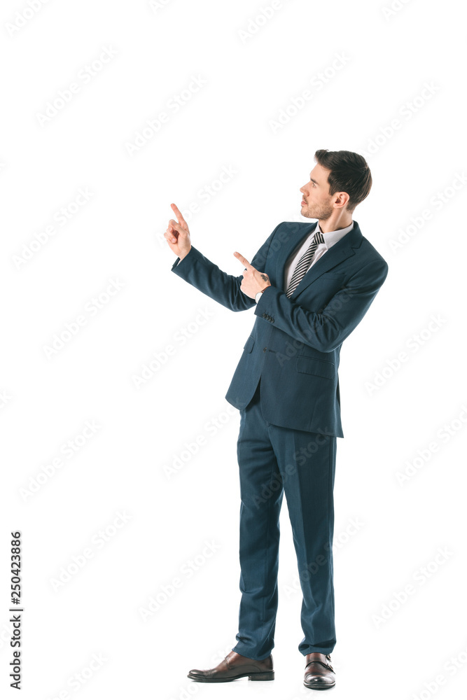 executive businessman presenting showing isolated on white executive businessman presenting showing isolated on white