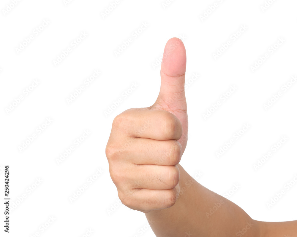 Hand is showing thumb, indicates that good or agree. isolated with clipping path. Hand is showing thumb, indicates that good or agree. isolated with clipping path.
