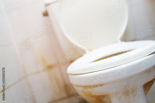 Photography unclean dirty old toilet bowl in the bathroom