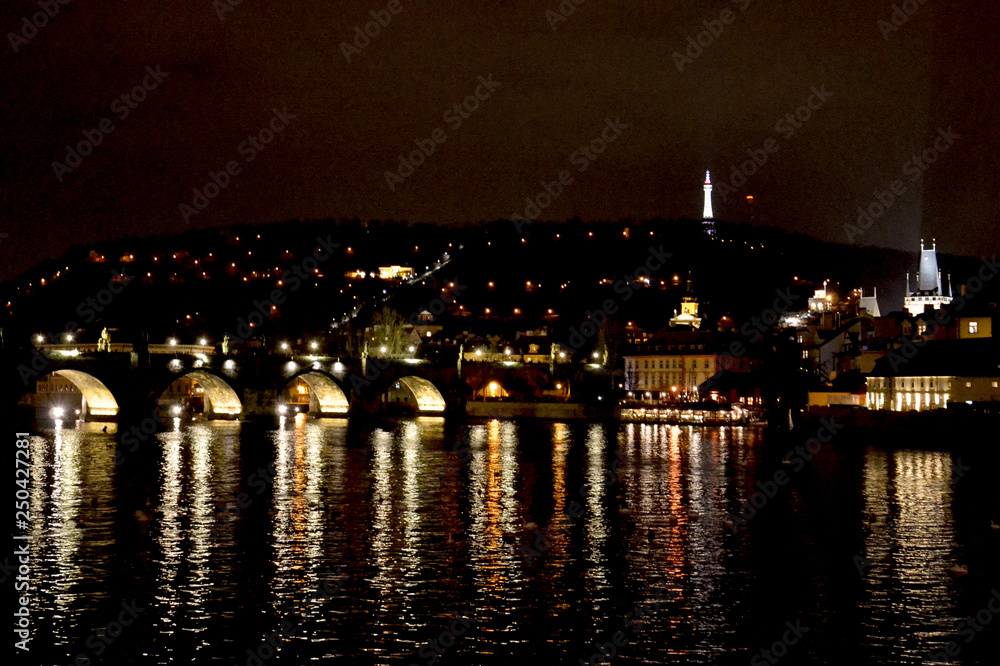 night Prague, Charles Bridge, Christmas Prague