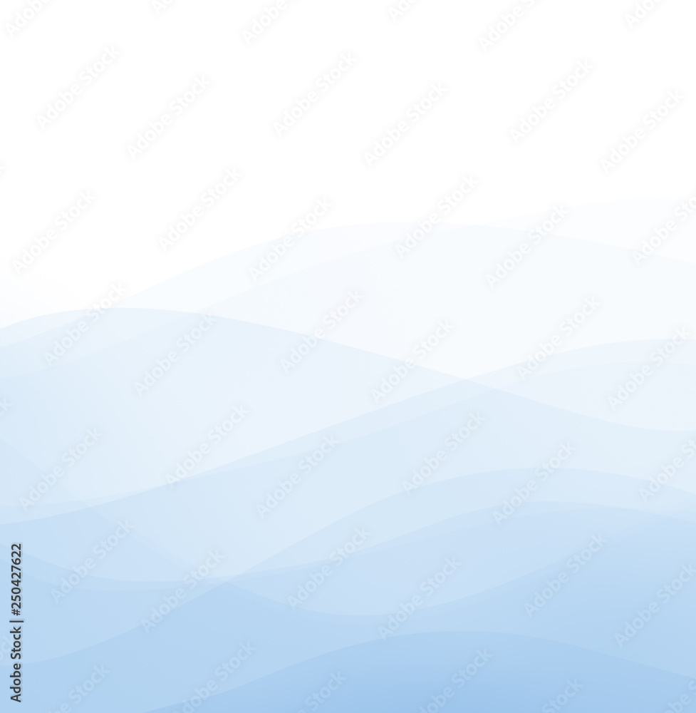 Abstract high resolution image of curvy and wavy light blue lines and layers on white background. Copy space.
