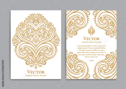Gold and white vintage greeting card. Luxury vector ornament template. Great for invitation, flyer, menu, brochure, postcard, background, wallpaper, decoration, packaging or any desired idea. © Annartlab