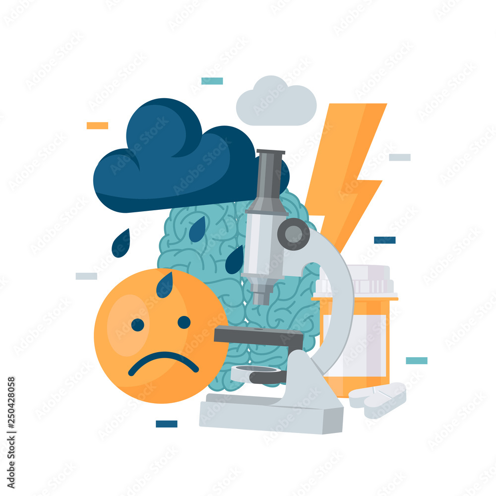 Depression vector concept in simple flat style