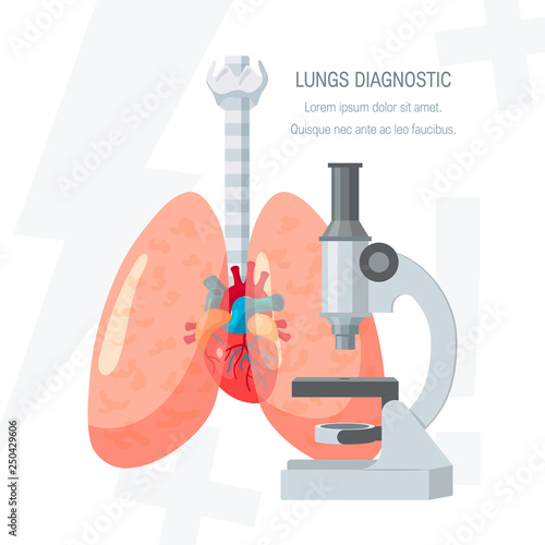Lungs diagnostic vector design in flat style