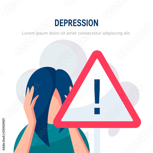 Depression vector concept in simple flat style