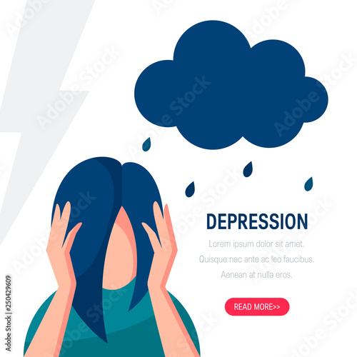 Depression vector concept in simple flat style