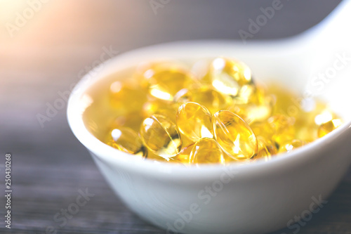 Healthy Vitamins, Omega 3,isolated, has a white background.Copy space