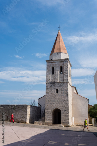 Square of the Glagolitic Monks with Church of St Francis, Town of Krk on the island of Krk, Croatia