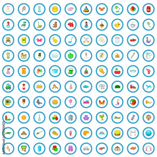 100 babysitter icons set in cartoon style for any design illustration