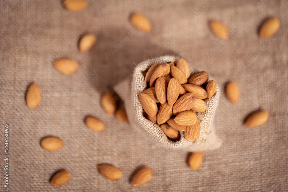 Almond In A Sack Top View Almond In A Sack Top View