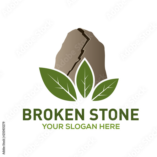 Broken stone leaf vector logo template