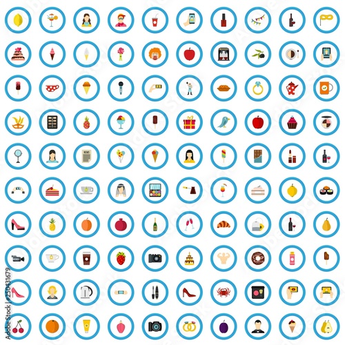 100 bachelorette icons set in flat style for any design vector illustration