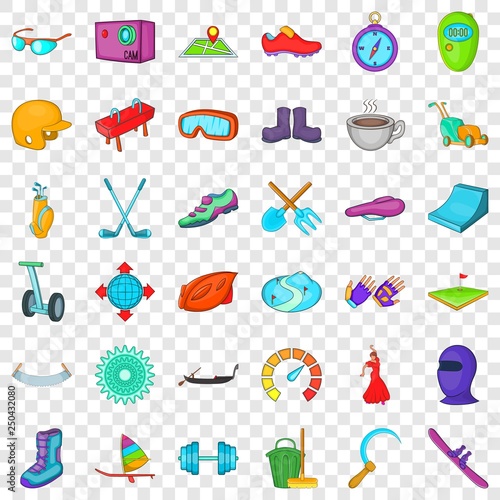 Sport activity icons set. Cartoon style of 36 sport activity vector icons for web for any design