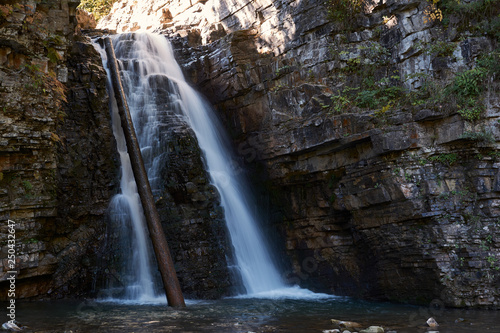 Bukhtivetskyi waterfall in Bukove on the Bukhtovets river. Ivano-Frankivska ..oblast, Ukraine.