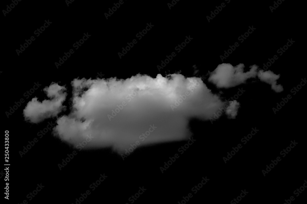 White cloud isolated on black background, Fluffy texture , Abstract smoke