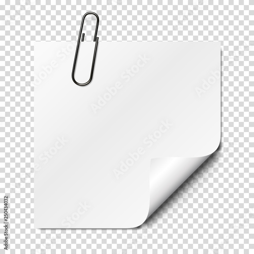 paper clip with paper, isolated