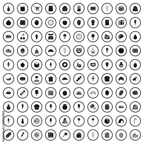 100 confectionery icons set in simple style for any design vector illustration