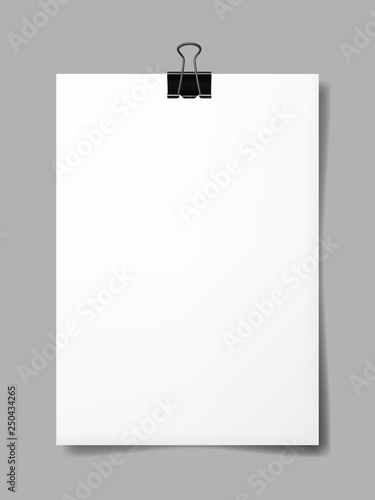 sheet of paper with clip