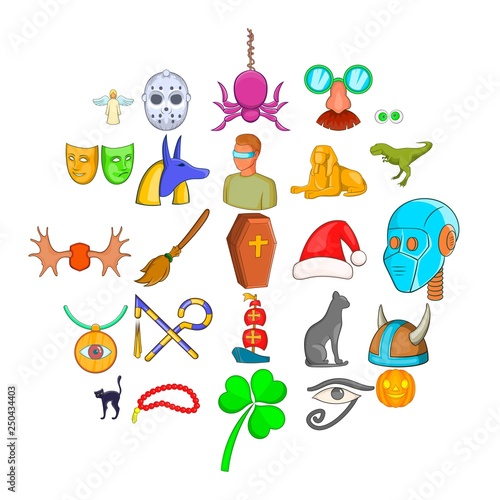 Phantasy icons set. Cartoon set of 25 phantasy vector icons for web isolated on white background