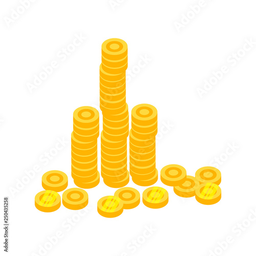 Coin stacks vector. Saving, investment, debt. Money concept. Vector illustration can be used for topics like finance, banking, economy