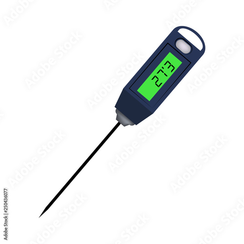 Kitchen or laboratory thermometer vector. Food temperature, diagnostic tool, kitchen equipment. Thermometer concept. Vector can be used for topics like cooking, measurement, electronic devices