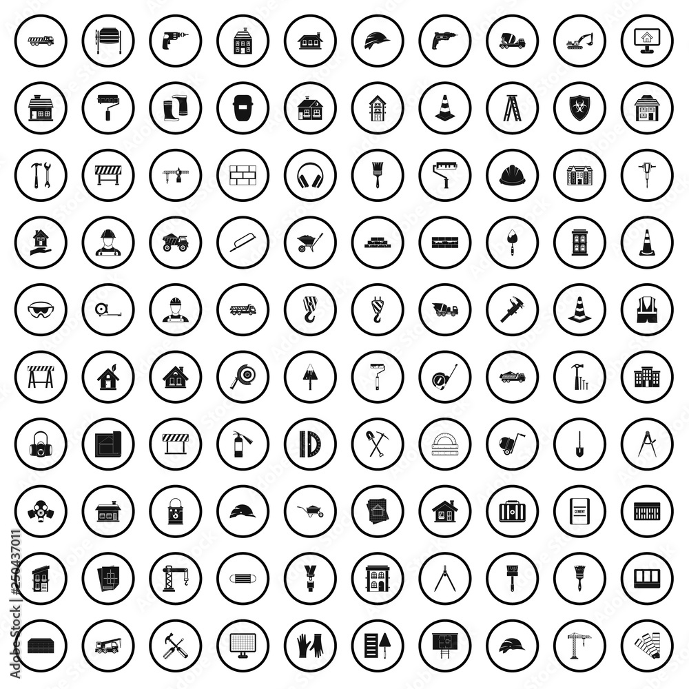 100 construction icons set in simple style for any design vector illustration