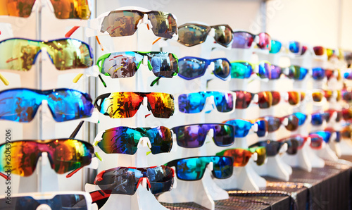 Fototapeta Naklejka Na Ścianę i Meble -  Sport glasses for cycling in shop