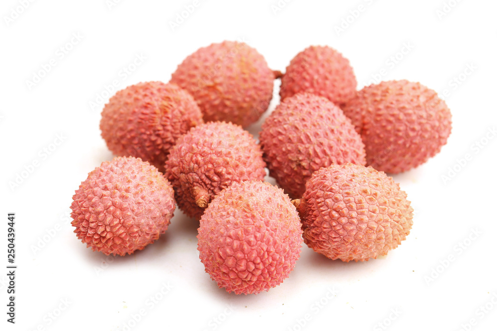 Lychee berries on a white background Lychee berries on a white background