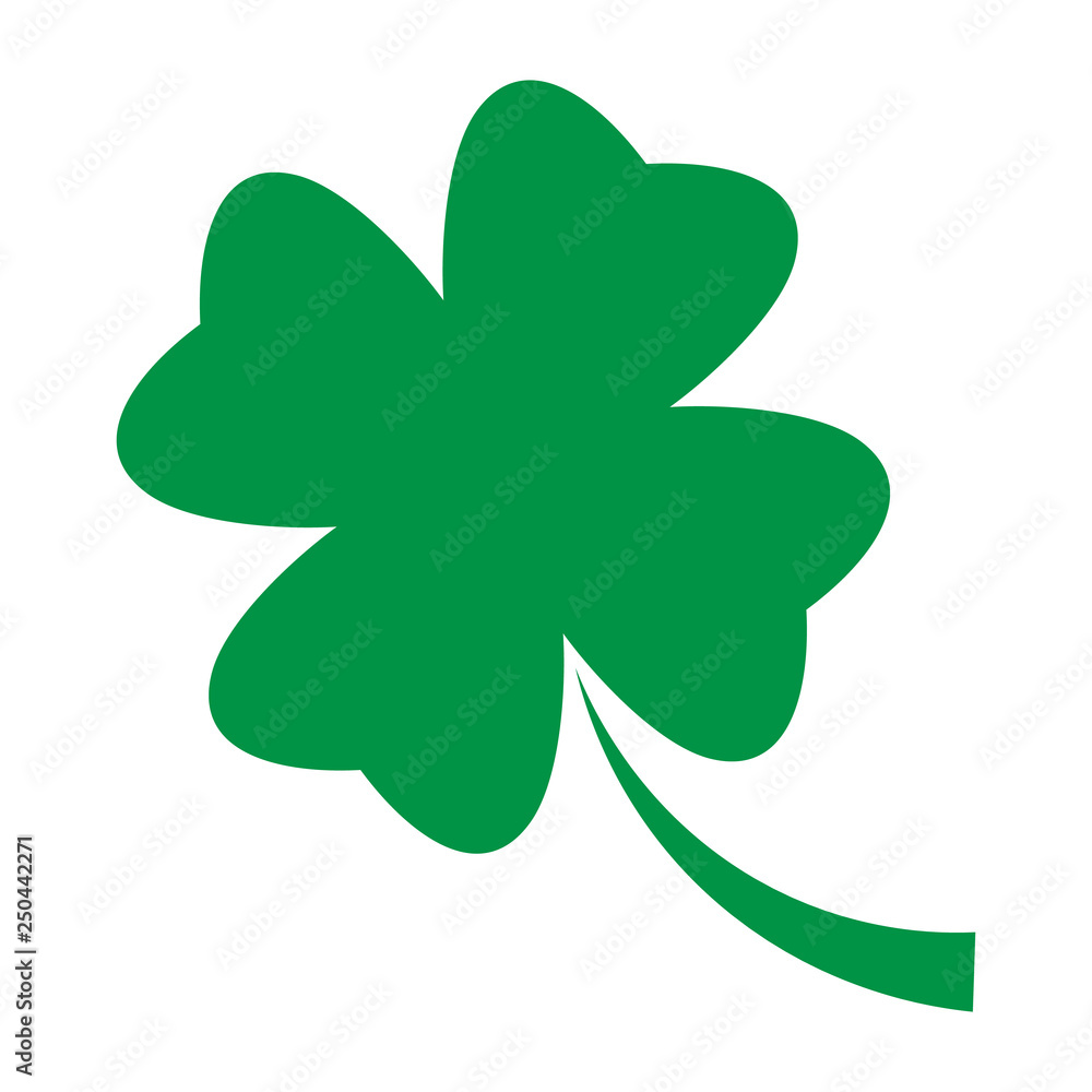 Shamrock - green four leaf clover icon. Good luck theme design element. Simple geometrical shape vector illustration Shamrock - green four leaf clover icon. Good luck theme design element. Simple geometrical shape vector illustration