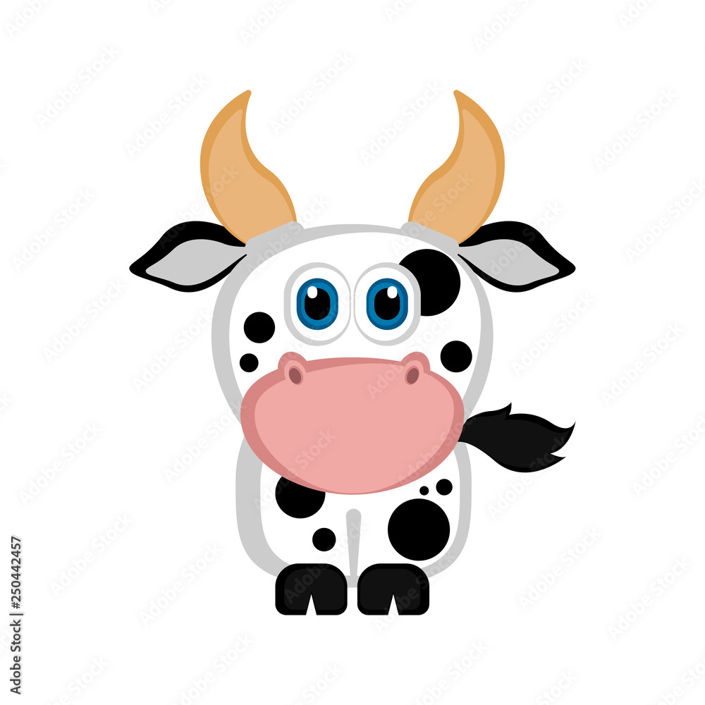 Isolated cute cow. Farm animal. Vector illustration design Isolated cute cow. Farm animal. Vector illustration design