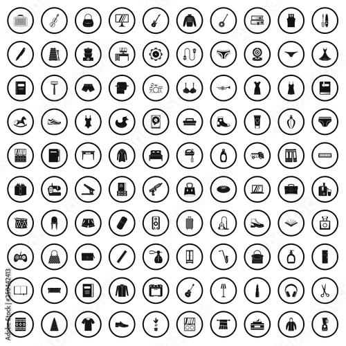 100 consumer goods icons set in simple style for any design vector illustration