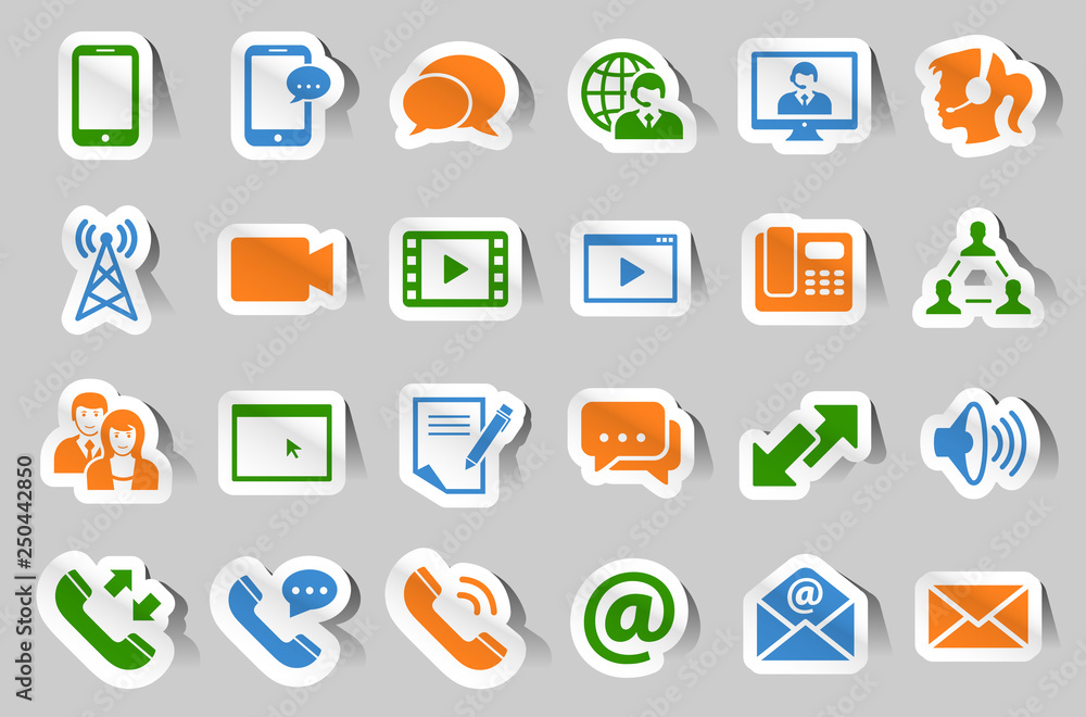 Communication sticker icon set