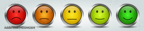 Colorful feedback rating smiley buttons