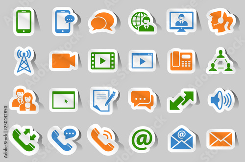 Communication sticker icon set